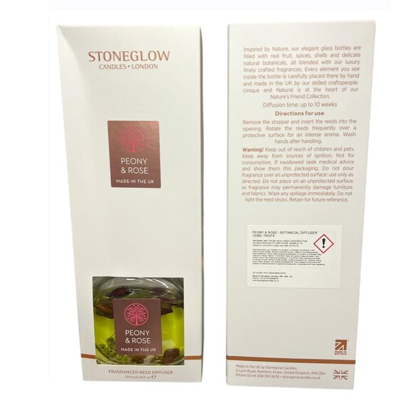 NEW 2x Stoneglow Candles Peony & Rose Fragranced Reed Diffuser - 4.06 fl oz - Picture 3 of 3